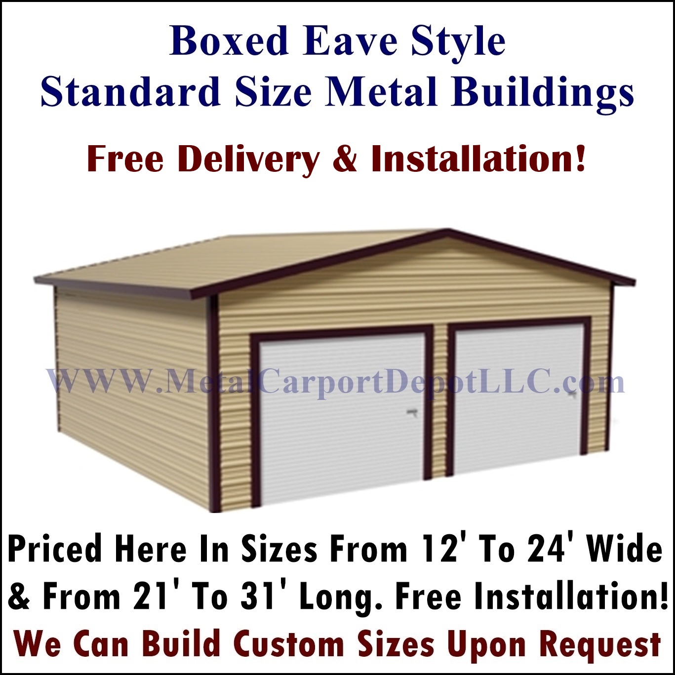 Boxed eave style fully enclosed metal buildings category at Metal Carport Depot